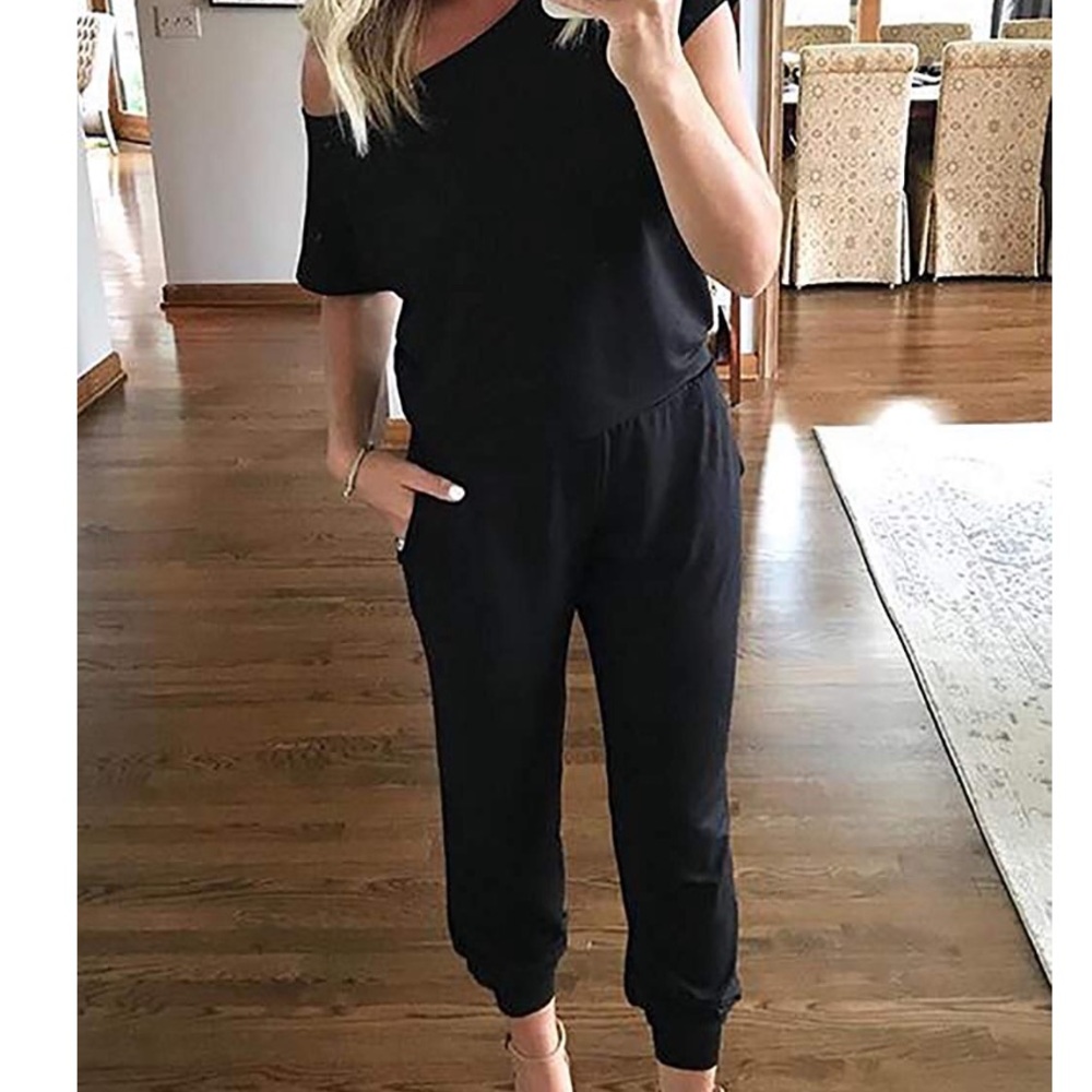 Off the shoulder black jumpsuit - Picture 2 of 6